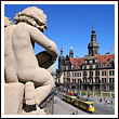 Dresda - Statua Putto su vista Citt di Dresda 